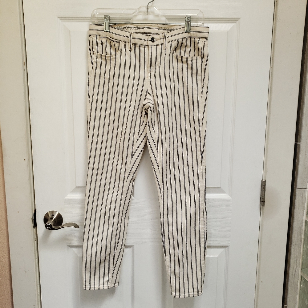 Madewell Off White Black Striped Skinny Skinny Jeans